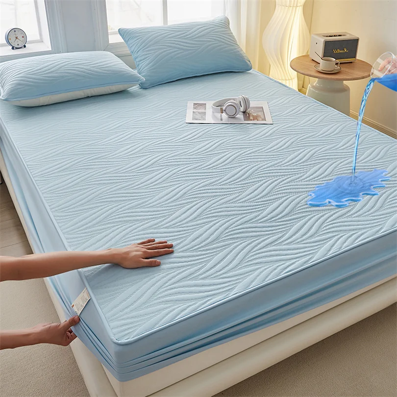 Waterproof 3D Air Fabric Thick Mattress Cover, 100% Waterproof Mattress Pad Protector, Ultra Soft Breathable Fitted Bed Sheet