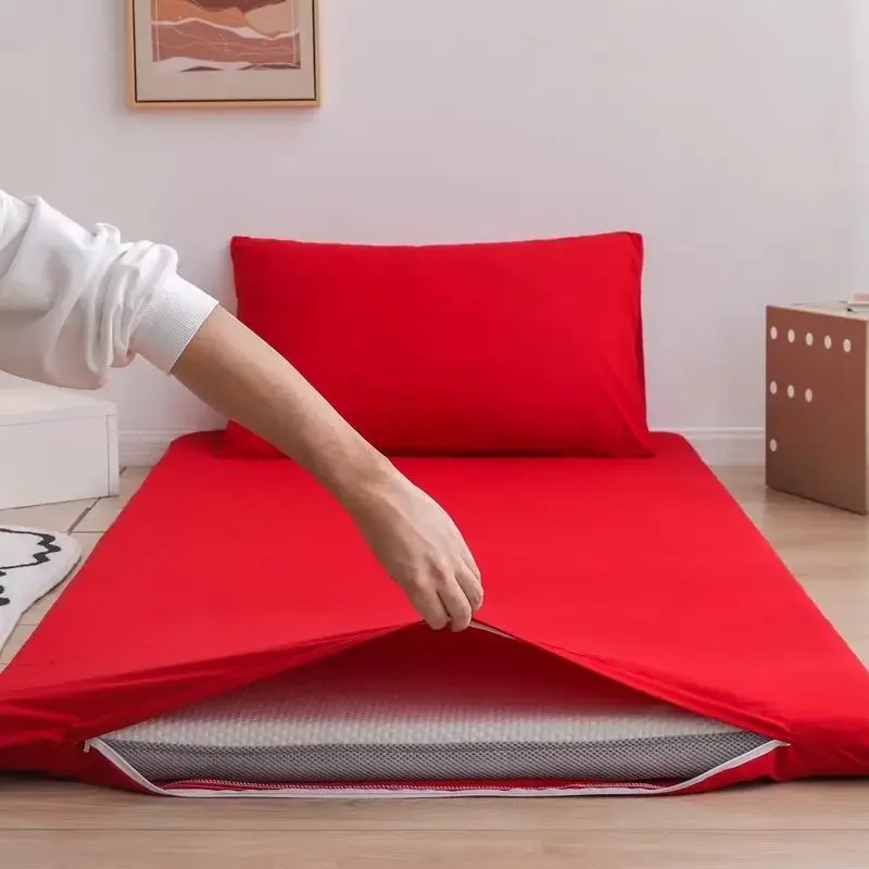 WASART 360° fully enclosed with zipper mattress protector cover couple/student single double bed sheet protection pad 90/150cm