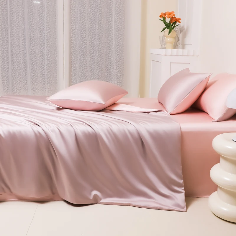 2024 New Ice Silk Bedding Set Summer Cold Duvet Quilt Cover Flat/Fitted Sheet With Pillowcases Bed Linen Full Queen King Size