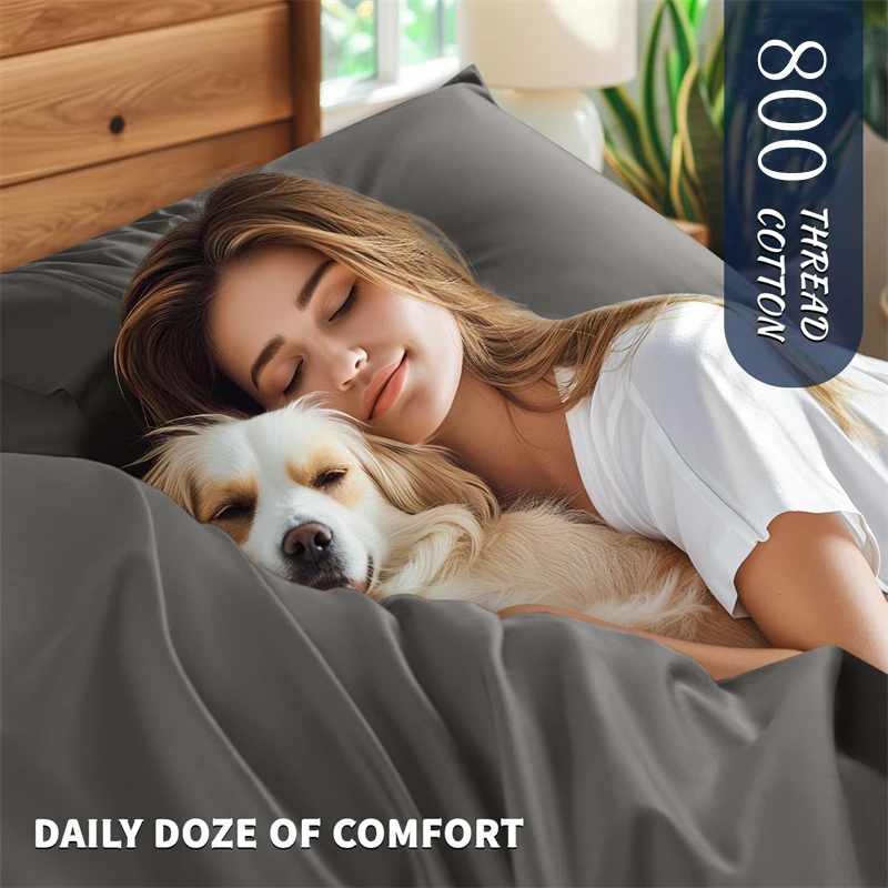 Organic Egyptian Cotton Bedding Set with Duvet Cover Bed Sheet Pillowcase Luxury 800 Thread Count Bedsheet 5-Star Hotel Quality