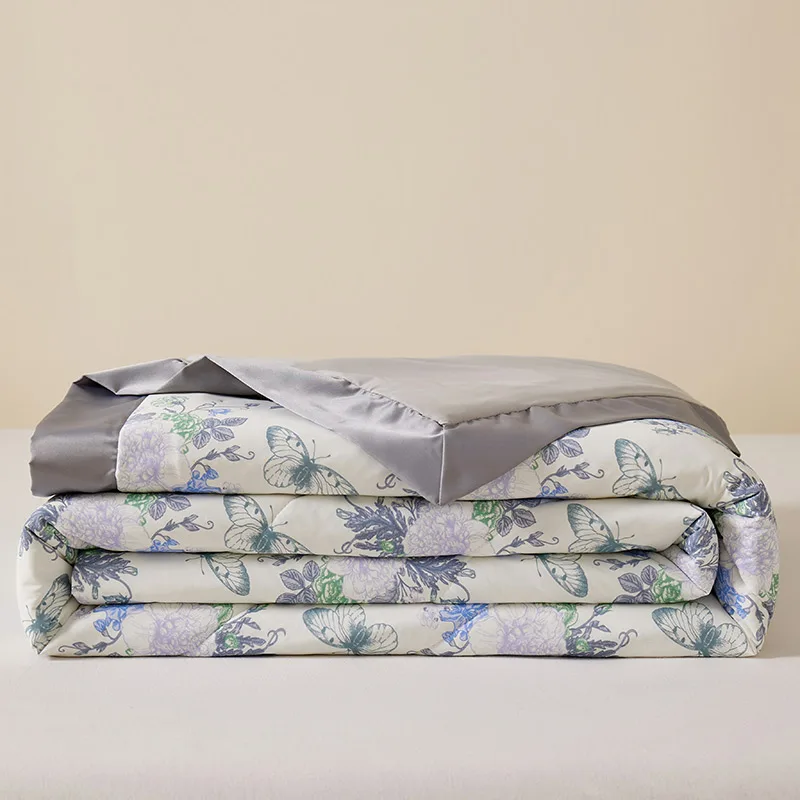 Fashion Cooling Blanket for Bed Silky Air Condition Lightweight Cooled Summer Quilt with Nylon Bamboo Fabric Cooling Comforter