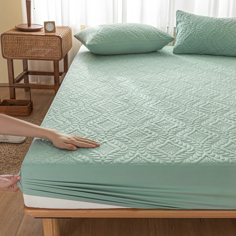 3pcs Set Waterproof Mattress Cover and Pillowcase, 100% Waterproof Mattress Protector, Non-Slip Adjustable Anti-Mite Bedding Set