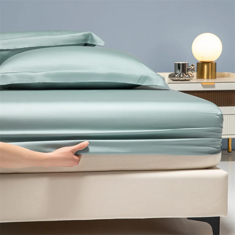 Luxury 100% Bamboo Bed Sheet Set with Fitted Sheets Flat Bedsheet Pillowcase Double Queen King Size Bedding Sets Smooth Silky