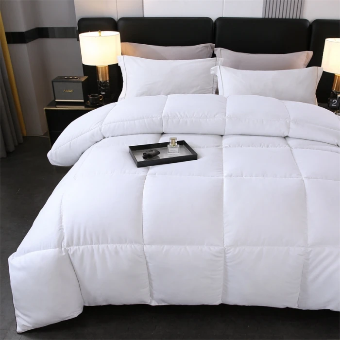 Premium Goose Down Comforter Cold-resistant Fluffy 100% Cotton Cover Winter Duvet Insert with Corner Tabe All Season Warmth