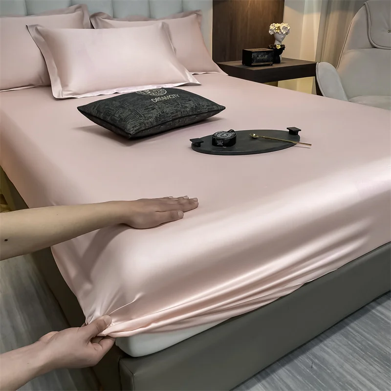 Soft Luxury Egyptian Cotton 400TC Fitted Bed Sheet with Elastic Bands Mattress Cover Non Slip Machine Washable 140/160/180/200cm