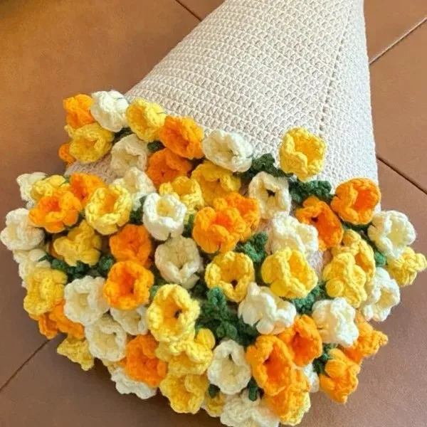 WASART Rose Bouquet Blanket Handmade Crocheted Knitted Blanket Outdoor Shawl Plaid Large Throw Blankets Best Birthday Party Gift