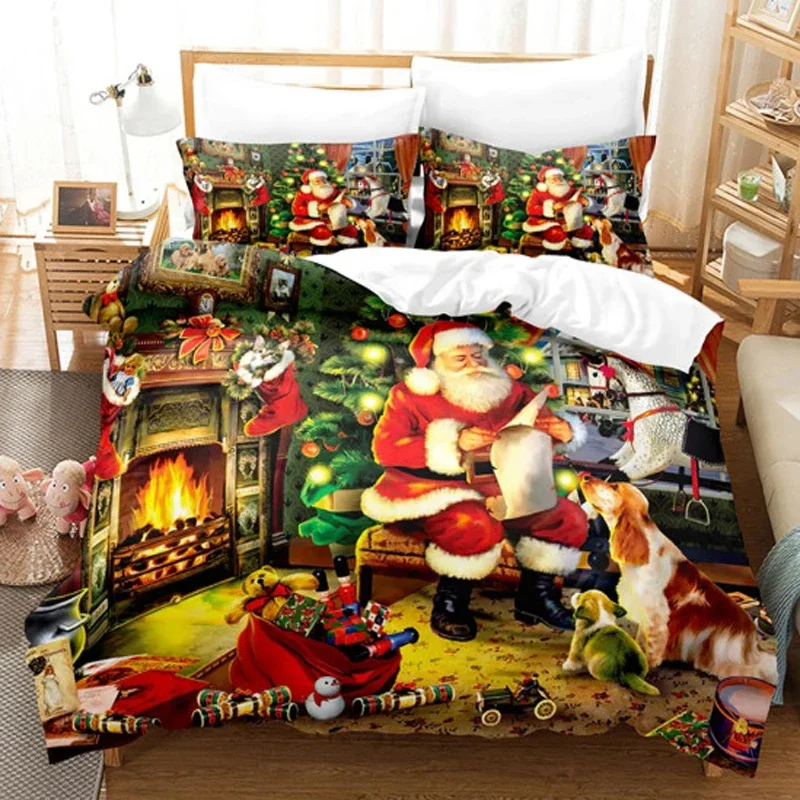 WASART Christmas quilt cover with pillowcase 3pcs 220x240 luxury bedding set duvet cover twin full queen king size bedroom decor