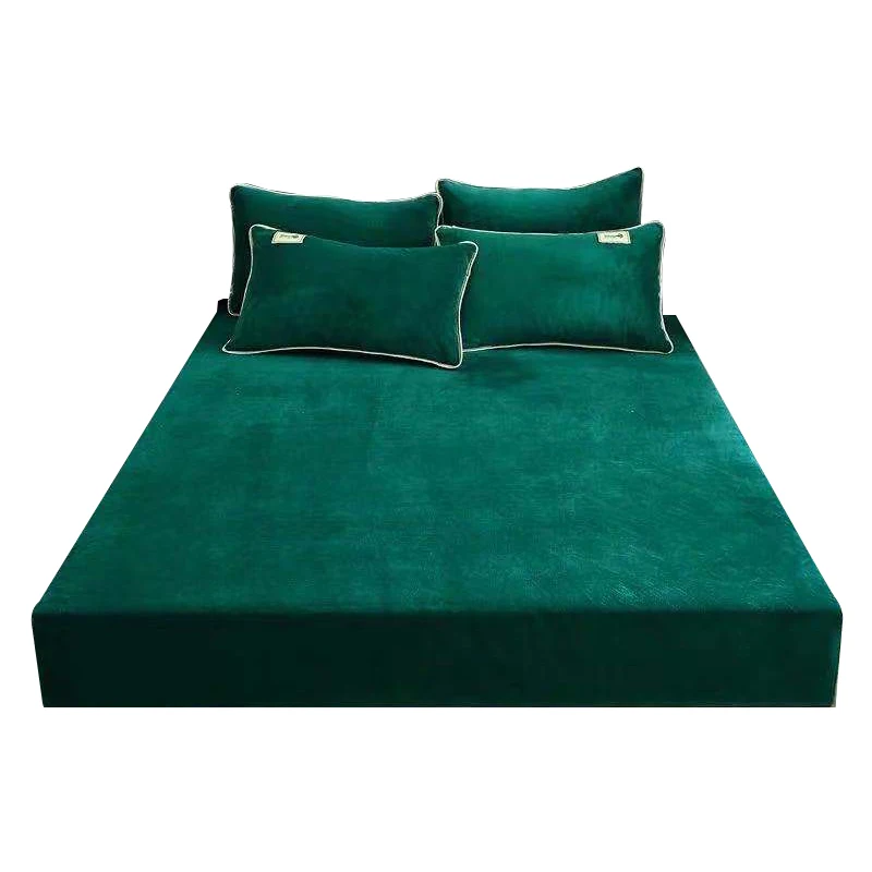 WASART Winter warm coral fleece fitted sheet elastic mattress protector cover couple 2 people luxury double bed bedsheet 150/180