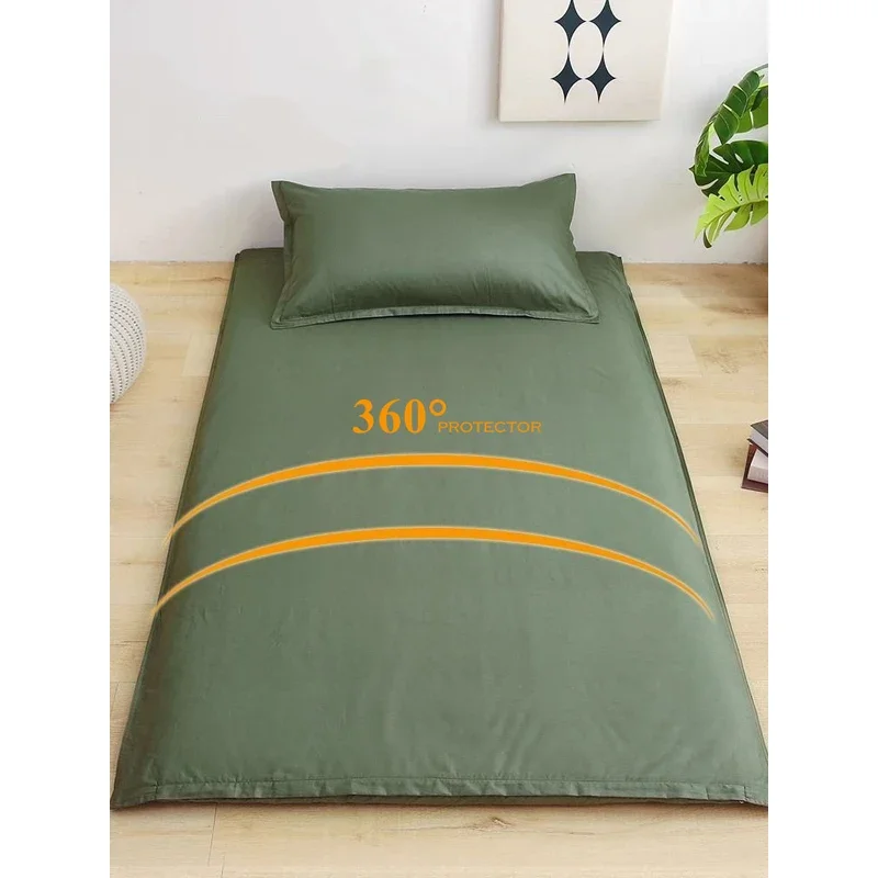 WASART 360° fully enclosed with zipper mattress protector cover couple/student single double bed sheet protection pad king size